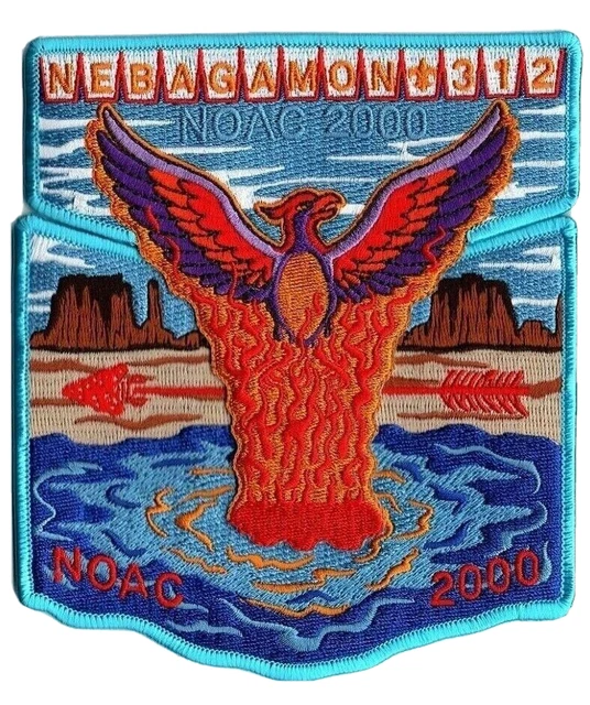 Boy Scout OA 312 Nebagamon Lodge 2000 NOAC Blue Border Flap Set