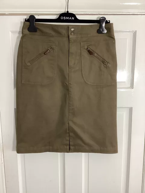 Ralph Lauren Khaki Green Vintage Y2K Utility Cotton Blend Skirt Size 8 UK