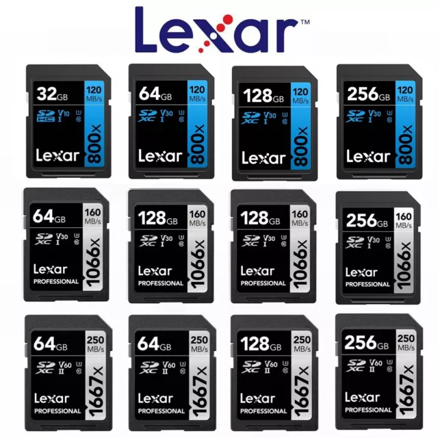 SD Card Lexar 800x 1667x 1800x Extreme Professional 32G 64G 128G 256G UHS-II U3