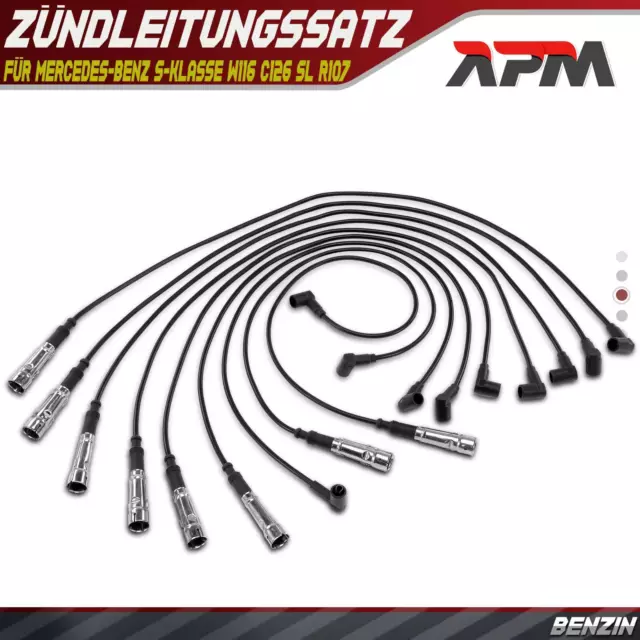 9x Zündleitungssatz Zündkabel für Mercedes-Benz S-Klasse W116 C126 SL R107 C107