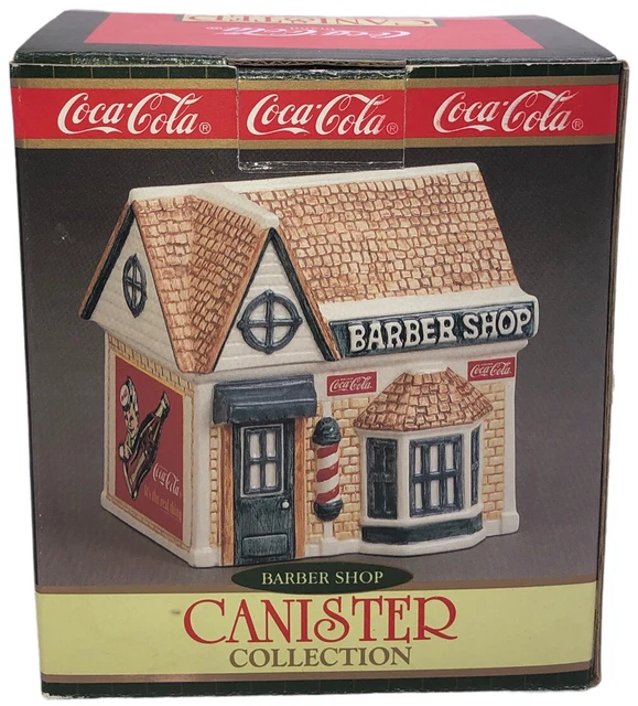 Vintage 1997 COCA - COLA Coke CANISTER  COLLECTION [ BARBER  SHOP ] In Box.