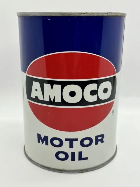 RARE Vintage Empty AMOCO Metal Motor Oil Can 1 Quart Tin - SUPER CLEAN