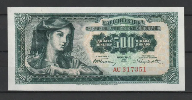 YOUGOSLAVIE Yugoslavia - Billet 500 Dinara du 01/05/1955 - P. N° 70 NEUF