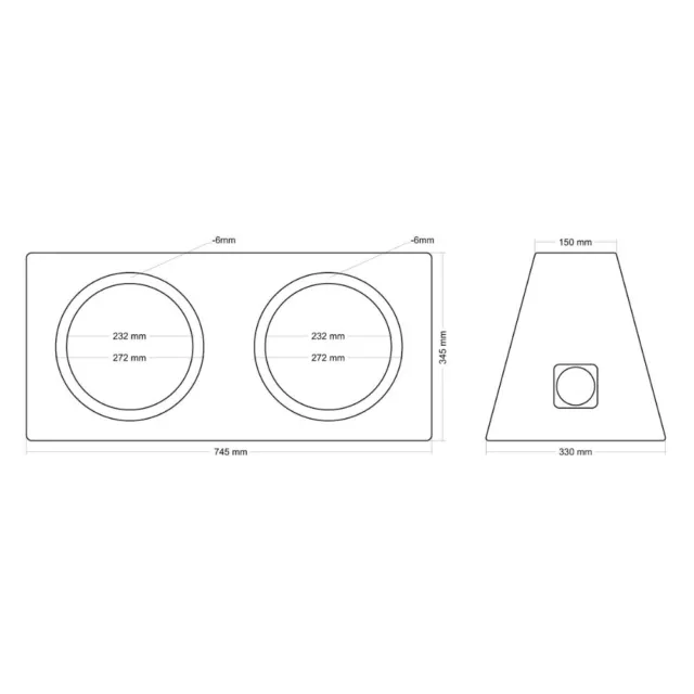 Geschlossene Doppel Lautsprecher Subwoofer Bass Woofer MDF Box 2x 10" / 20L 3