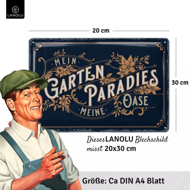 BLECHSCHILDER GARTEN SCHILD mit Spruch retro Deko vintage Metallschild
