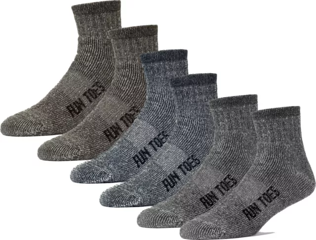 Men's 80% Wool Ankle Socks 6 Pairs All Seasons Winter Cushioned Hiking