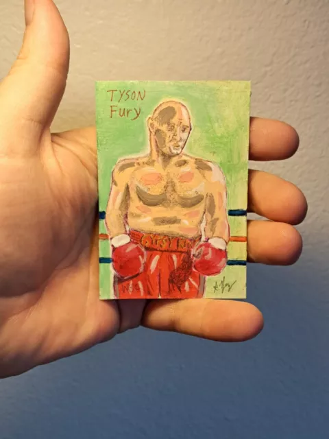 aceo original art card acrlic Ink "Tyson Fury" (OOAK) Limited Atc 1/1 signed