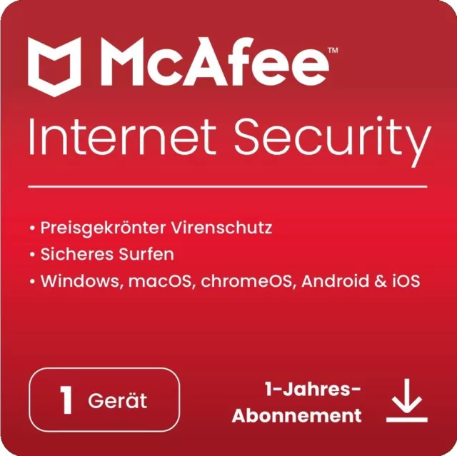 McAfee Internet Security 1 Gerät 1 Jahr, ESD Lizenz Download KEY