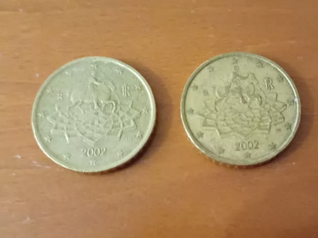 Sehr seltene 50 Cent Münze 4x Mal 2002 Italien
