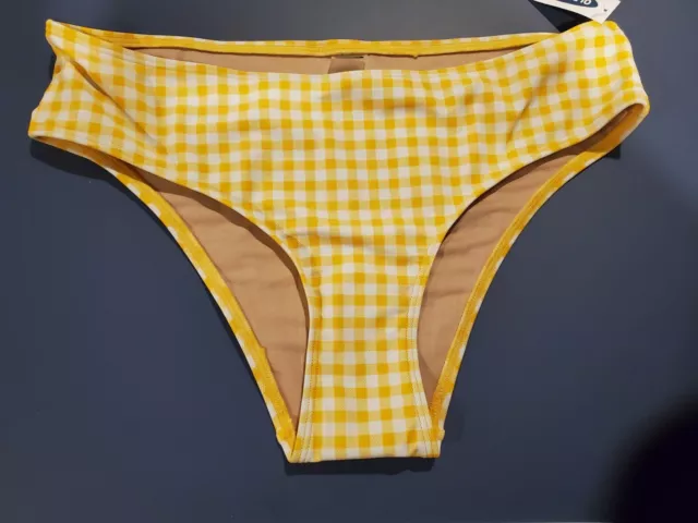 Old Navy Women's Size M Bottom L Top Gingham Hipster Bikini Set Yellow/White NWT 2