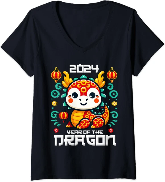 CHINESE NEW YEAR 2024 Year of The Dragon Sweet Gift Ladies' VNeck