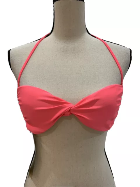 Under Armour HeatGear Bikini Top Brilliance Coral Tie Back Size Small