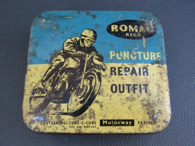 Vintage Romac puncture repair outfit tin