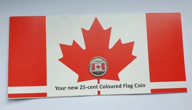 2015 Canada 25 cent Coin Quarter 50th Anniversary of Canadian Flag Coloured Mint