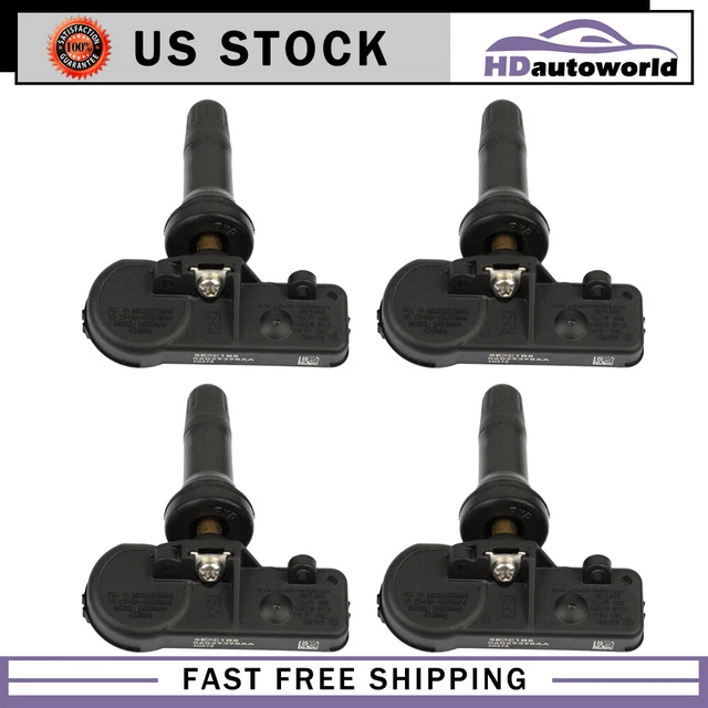 TPMS Sensor Set (4 Pack) – 433MHz Tire Pressure Sensors For Hyundai, Kia, Genesis (2016-2021) – Fits Ioniq, Veloster, Niro, Optima, Sorento, G90 – Replaces 52933-D4100