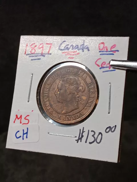 👉1897 Canada Large Cent Lovely Circulated Brown Queen Victoria Canadian J/49