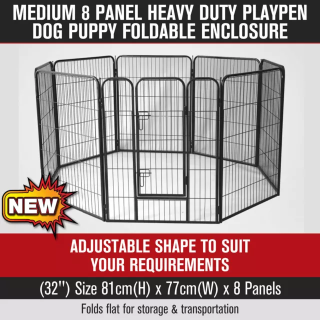 32" 8 Panel Pet Dog PlayPen Dog Crate Heavy Duty Foldable Enclosure Cage Puppy