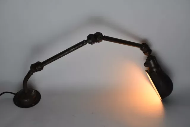 Adjustable Industrial Task Lamp Ball Joints Antique Workbench Machine MCM