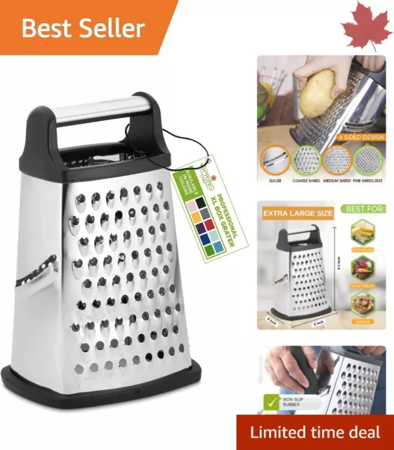 Stainless Steel Box Grater - 4 Sides - Versatile - Dishwasher Safe - Black