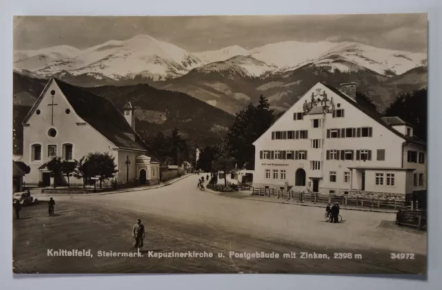 Schöne alte Ansichtskarte AK - S/W Knittelfeld Steiermark Kapuzinerkirche 1947 !