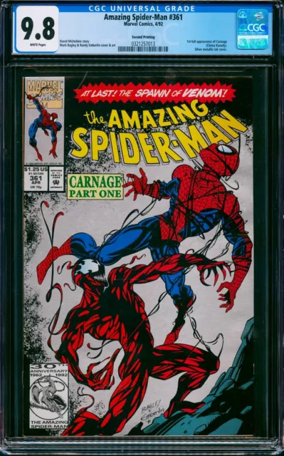 Amazing Spider-Man #361 CGC 9.8 Silver Second Printing! 1st Carnage! N1 313 cm