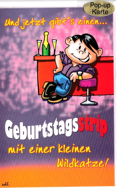 POPUP KARTE GEBURTSTAG lustig witzig Glückwunschkarte lila Umschlag