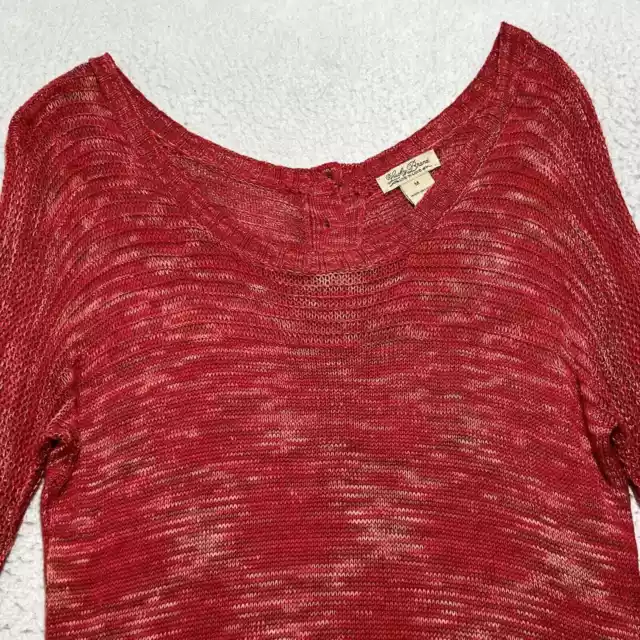 Lucky Brand Womens Medium Long Sleeve Scoop Neck Lightweight Sweater Button Back 2