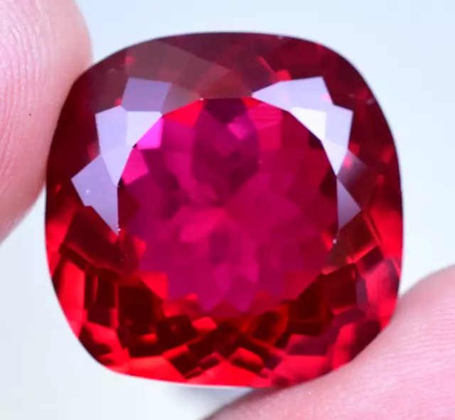 35.30 CT Natural Mozambique Blood Red Ruby Certified Excellent Cushion Gemstone