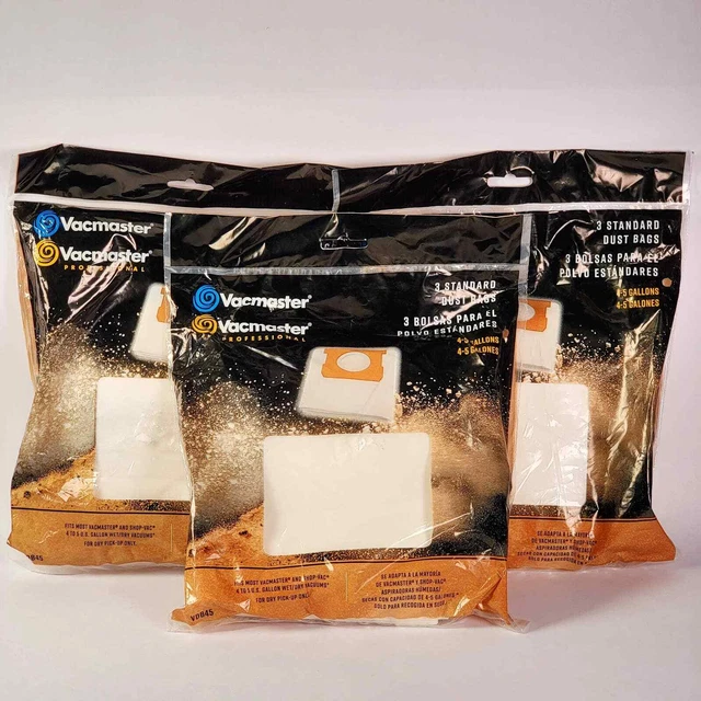 Vacmaster Vacuum Dust Bags 3-Pack 9 Bags 4-5 Gallons Dry Vacmaster & ShopVac NIB