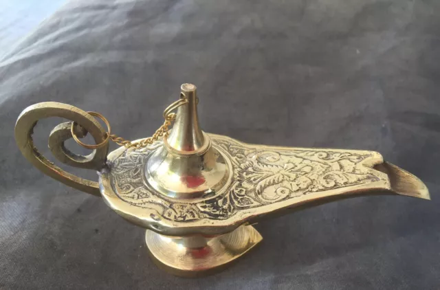 GENIE OIL LAMP Brass Black Copper Vintage 6 Inch Aladdin Magic From Israel