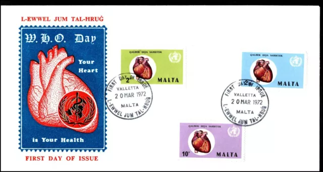 Malta 1972 WHO Health Day Valletta CDS FDC First Day Cover