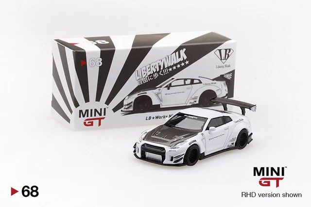 MINI GT LB WORKS Nissan GT-R R35 White TYPE 2 Wing RHD 68 Liberty