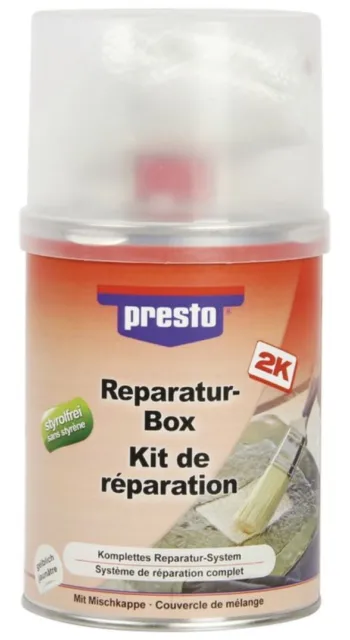 Kit réparation mastic résine polyester fibre de verre fer métal 250gr PRESTO