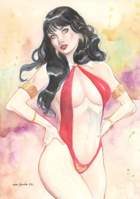 Vampirella Original Art By Marc Holanda (9x12/A4) - Sexy Comic Pin Up