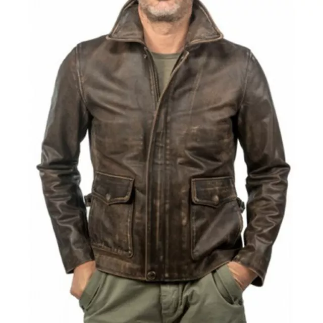 NEW MEN'S GENUINE Leather Jacket BROWN Distressed Biker N30 $109.99 ...