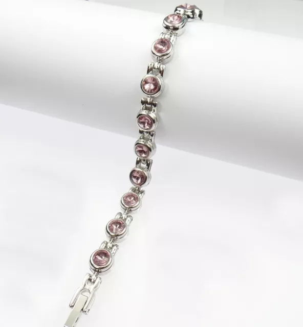 Bracciale Magnetoterapia Donna con Bellissimi Cristalli Sfaccettati Rosa