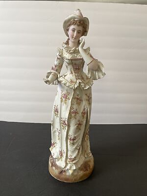 Large Antique Statue Figurine Lady Bisque Porcelain 16” Damaged Hand