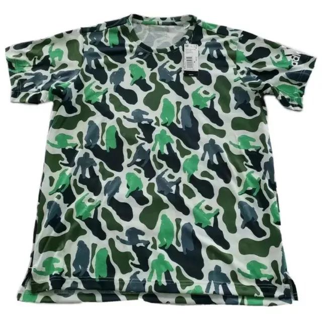 Men's Adidas Pharrel Williams NERD Climalite Camo T Shirt Green Prime Large NEW