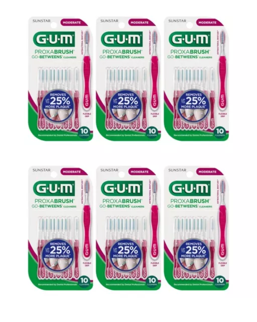 Gum Proxabrush Go-Betweens Cleaners Moderate 10 Each by Sunstar - Pack of 6