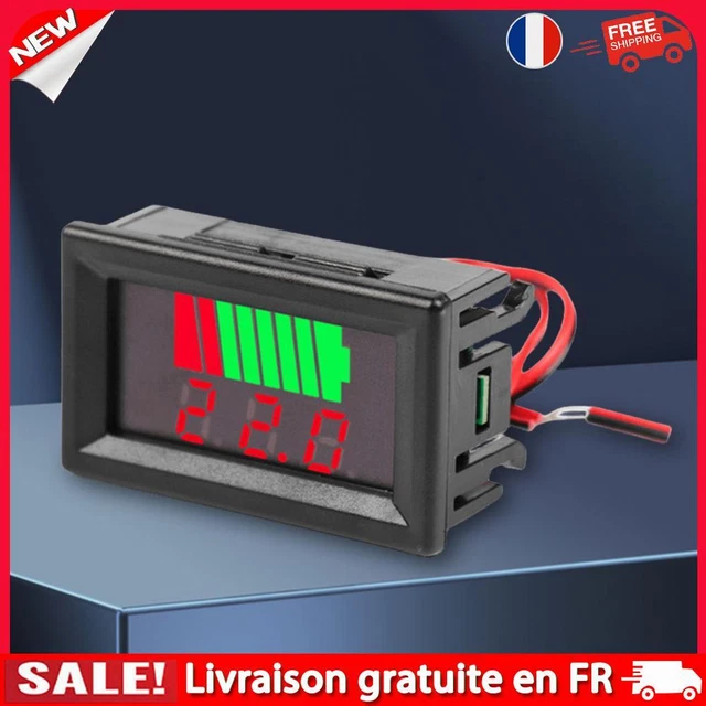 Testeur Capacité Batterie Voiture - Voltmètre LED 12V à 72V - Affichage 8 Niveaux Et Tension Précise