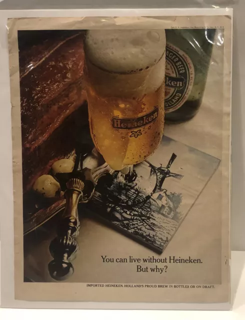 Lot 2 Heineken Tastes Tremendous Live Without Heineken But Why Vintage Ad