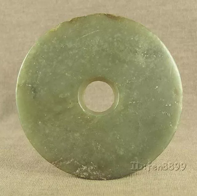 2.4"Chinese Neolithic Period Qijia Culture Antique Jade Carving Ritual Bi