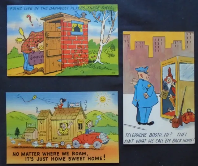 3  Out house COMIC Post Cards    2275