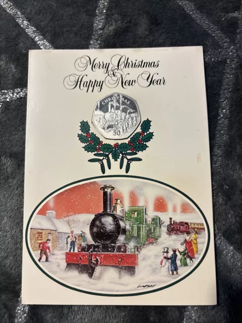 1984 ISLE OF MAN CHRISTMAS 50p CARD💥