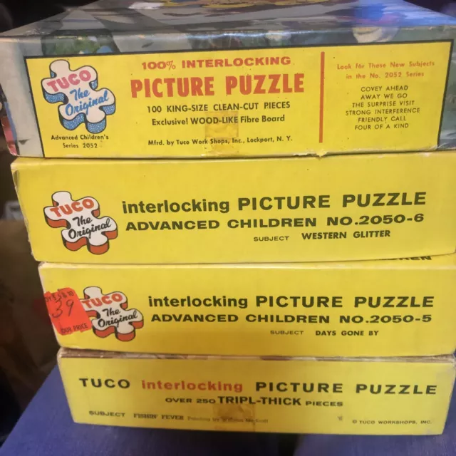 4 Vintage  TUCO PICTURE PUZZLES - 2052, 2050-6, 3050-5, 950-7 COMPLETE in Box!
