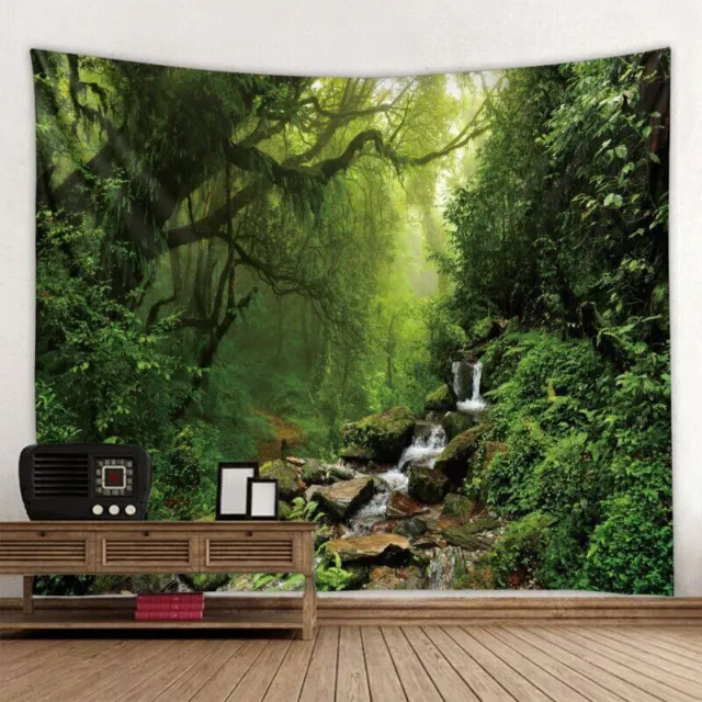 Beautiful Nature Waterfall Tapestry Forest Print Seascape Wall Hanging Wall