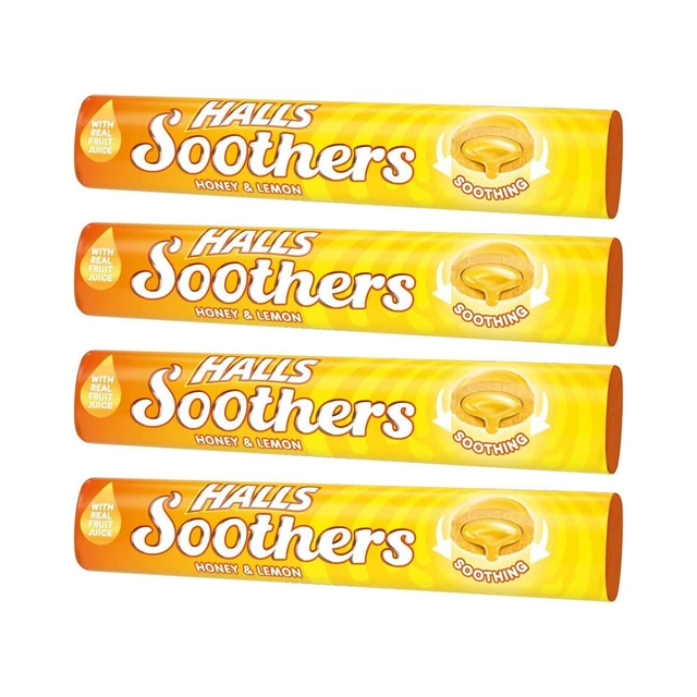 HALLS SOOTHERS 4 x 45g Honey and Lemon Flavour Candy Sweets £9.89