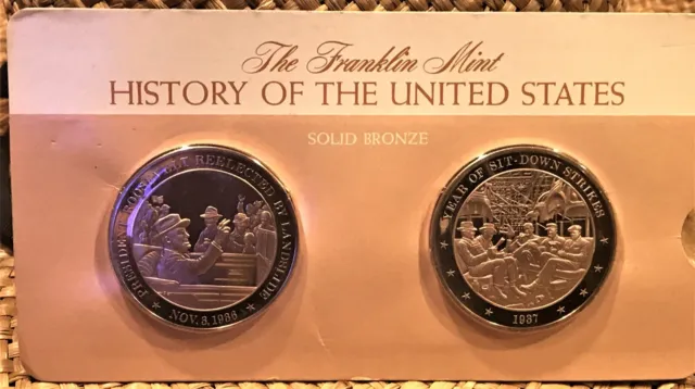 1936 & 1937 History of the United States Medals Set of 2 Bronze. Franklin Mint