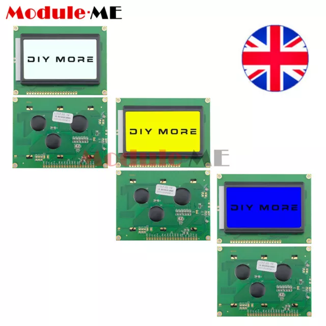 DC5V 12864 LCD Display Module 128x64 Dots Graphic Matrix Yellow White Blue UK