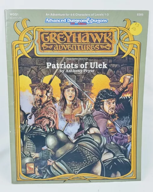 WGQ1 Patriots of Ulek  - TSR 9385 Greyhawk module RPG 1992 VG+ Book